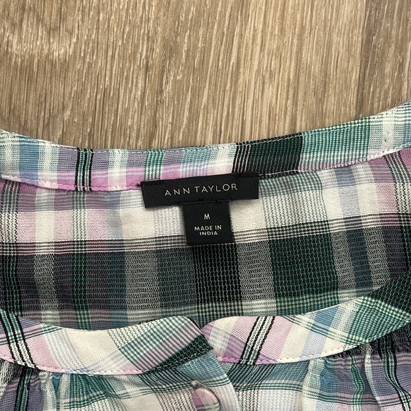 Ann Taylor plaid cotton set ruffle skirt and top medium and sz 6 - Picture 8 of 12